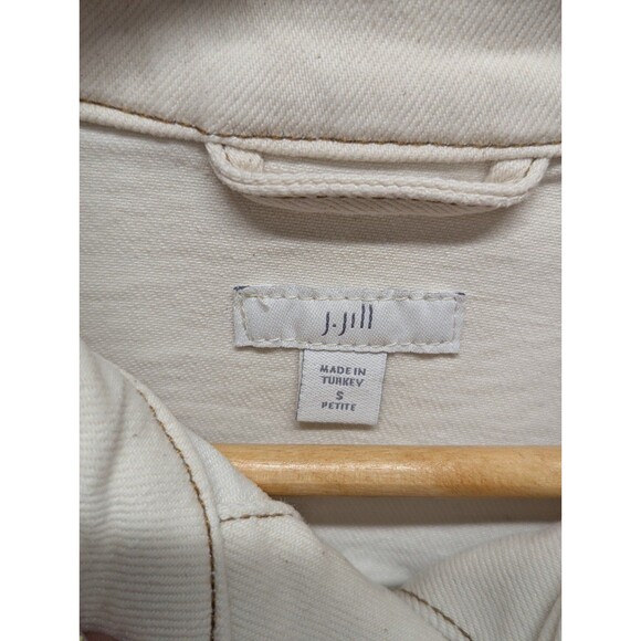 J. Jill Size Small Petite Cream Button Front Denim Jean Jacket - Picture 5 of 8